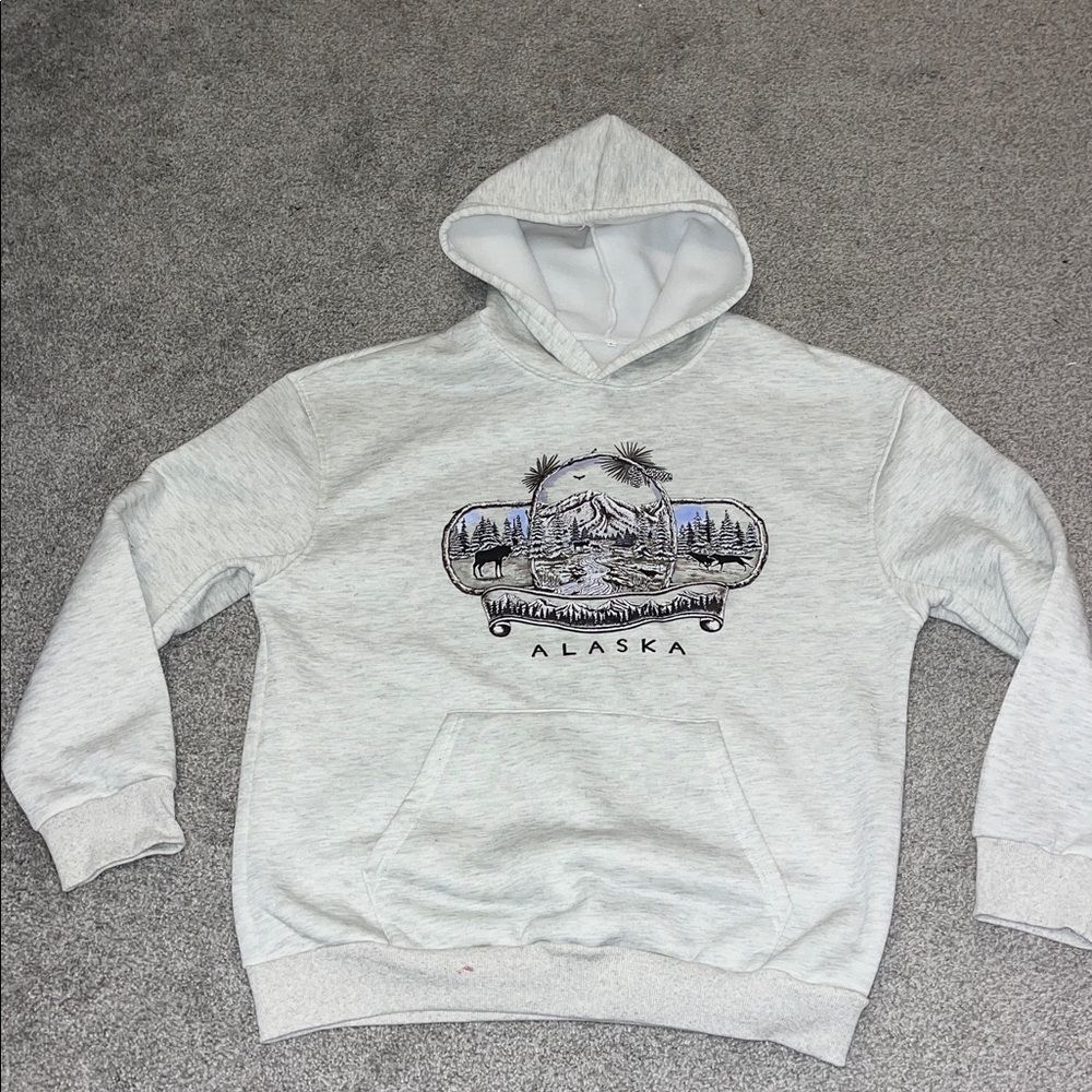 New Alaska Thick Hooded Hoodie Gray fleece sweatshirt without tag NWOT L Men’s